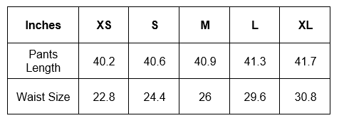 csg cargo joggers size chart